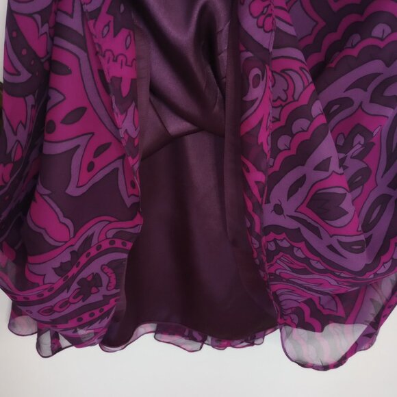 Donna Morgan Purple Paisley Silk Chiffon Fairycore Dress - Picture 5 of 9